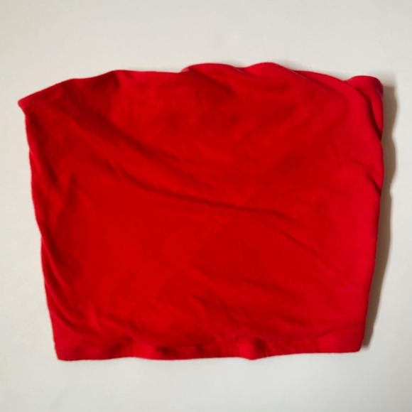 Red Cropped Tube Top Garage - Picture 1 of 3